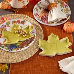 The Lakeside Collection Set Of 4 Appetizer Plates - Fall Leaves