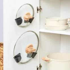 The Lakeside Collection Wall Mounted Lid Holder Pot Lid Organizer Self Adhesive 2 Pairs -Home Properties GUEST aa176509 5ffa 4de2 85ed c84ddd29482b