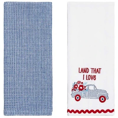 The Lakeside Collection Set Of 2 Embroidered Americana Kitchen Towels 7 The Lakeside Collection Set Of 2 Embroidered Americana Kitchen Towels - Image 5