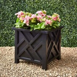 The Lakeside Collection Lattice Design Chippendale Style Planter Box - Black -Home Properties GUEST b75483da b4ba 453f b0f6 903e15869d9b