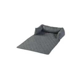 The Lakeside Collection Quilted Pet Beds With Headrest - Small Pet Bed Gray