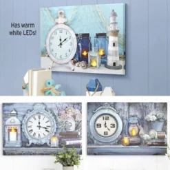 The Lakeside Collection Themed Lighted Wall Clocks - Candle -Home Properties GUEST c6930cfc eaf6 4d26 8cf7 fccd1ee9187a 1