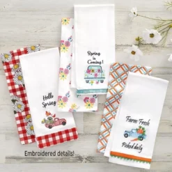 The Lakeside Collection Set Of 2 Spring Truck Embroidered Kitchen Towels - Farm Fresh -Home Properties GUEST c806cc2f aee4 478d 8095 4ac3ce7c3bff 1