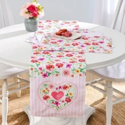 The Lakeside Collection Floral Heart Set Of 4 Placemats Or Table Runner - Set Of 4 Placemats -Home Properties GUEST c8c10e14 92bc 41cd aa33 d79b6485ebf5
