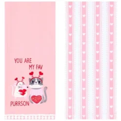 The Lakeside Collection Set Of 2 Valentine's Day Embroidered Kitchen Towels