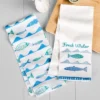 The Lakeside Collection Set Of 2 Gone To The Lake Embroidered Kitchen Towels - Fresh Water