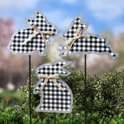 The Lakeside Collection Galvanized Gingham Bunny Stakes 17 The Lakeside Collection Galvanized Gingham Bunny Stakes -Home Properties GUEST d55aafec 5f4e 4b6d 86be 316edb8d1b42