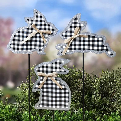 The Lakeside Collection Galvanized Gingham Bunny Stakes 8 The Lakeside Collection Galvanized Gingham Bunny Stakes - Image 6