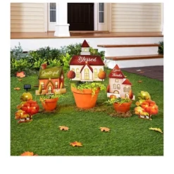 The Lakeside Collection Lighted Village Stakes - Farmhouse Holiday Decor - Set Of 5 -Home Properties GUEST d5e9d300 fe72 4401 9550 40535ac9936f