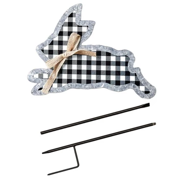 The Lakeside Collection Galvanized Gingham Bunny Stakes 4 The Lakeside Collection Galvanized Gingham Bunny Stakes - Image 2