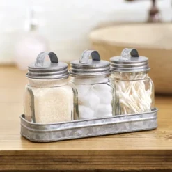 The Lakeside Collection Set Of 3 Glass Canisters In Galvanized Tray 10 The Lakeside Collection Set Of 3 Glass Canisters In Galvanized Tray -Home Properties GUEST d85c37ca a647 4c0f b534 f2dcd5764b9b