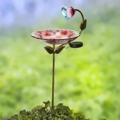 The Lakeside Collection Glass Birdbath With Metal Stake -Home Properties GUEST d98b7947 f45b 44c1 a301 c66d8dc8816e