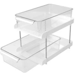 The Lakeside Collection Sliding Plastic Drawer Storage Organizer - 2-Tier -Home Properties GUEST e067b479 c6eb 42d2 8e11 d7ca9866fc73