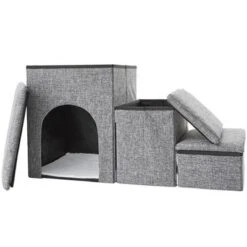 The Lakeside Collection Foldable Pet Stairs With Storage Boxes And Cozy Pet Nook Portable -Home Properties GUEST e2563a43 e742 45f9 8a51 34458411330b