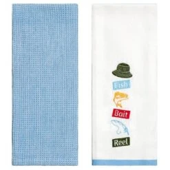 The Lakeside Collection Set Of 2 Embroidered Gone Fishing Kitchen Towels -Home Properties GUEST ed04666a 2b10 4d11 a2b4 de1593a012ba