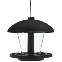 The Lakeside Collection Bird Feeder With Round Black Cover And Platform