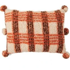 Harvest Accent Throw Pillow With Texture And Pom-Poms -Home Properties GUEST eeaf8e6d 6e59 40c3 a4f5 cbd10e4d0f87