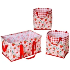 The Lakeside Collection Everyday Storage Bin Set 3 Pc. - Strawberry Field -Home Properties GUEST f001f9b7 d28c 48cf 82f4 4dd4080b7d05