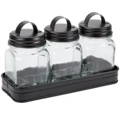 The Lakeside Collection Set Of 3 Glass Canisters In Galvanized Tray 15 The Lakeside Collection Set Of 3 Glass Canisters In Galvanized Tray -Home Properties GUEST f20ed695 8a3c 47b1 b2b7 548e19f25399