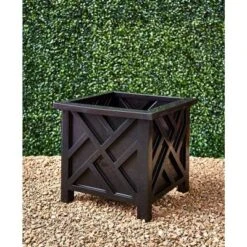 The Lakeside Collection Lattice Design Chippendale Style Planter Box - Black -Home Properties GUEST f4abccb2 80a2 44d7 b5b7 f14773648b78
