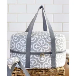 The Lakeside Collection Carrier For Casserole Or Slow Cooker - Gray Damask Slow Cooker
