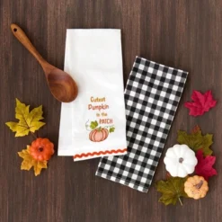 The Lakeside Collection Autumn Harvest Embroidered Set Of 2 Kitchen Towels - Cutest Pumpkin -Home Properties GUEST f74f361a d8f7 474b 8368 d2273a66f0f5