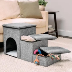 The Lakeside Collection Foldable Pet Stairs With Storage Boxes And Cozy Pet Nook Portable -Home Properties GUEST f990d30a df4f 4080 962d 9c9e4306369f