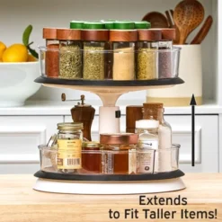 The Lakeside Collection Lazy Susan Turntable 2-Tier Clear Round Plastic Spinning Cabinet Organizer -Home Properties GUEST fee7c503 ed31 403d ac14 7cf9edcdde68